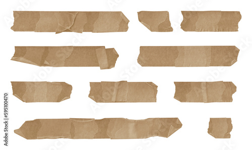 Collection of adhesive tape pieces on transparent background 