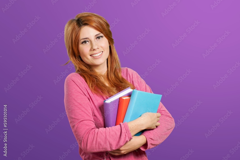Young student has an idea and posing on background Young student has an idea and posing on background
