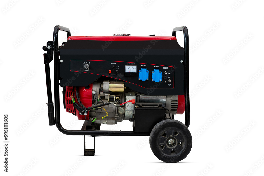 Portable electric generator isolated on white