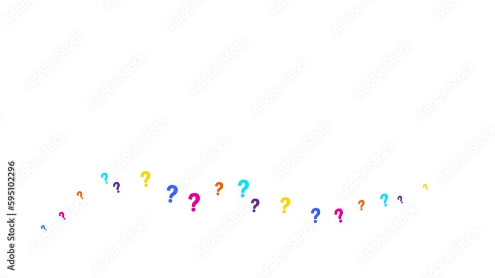 Animated colorful question mark fly from left to right. A wave of flying symbol. Looped video. Flat vector illustration isolated on a white background. Animated colorful question mark fly from left to right. A wave of flying symbol. Looped video. Flat vector illustration isolated on a white background.
