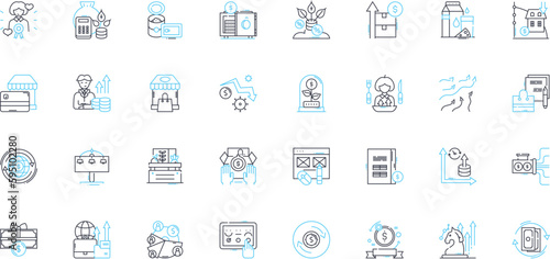 Scientific discovery linear icons set. Breakthrough, Findings, Innovation, Advancement, Experimentation, Exploration, Contributions line vector and concept signs. Insight,Revolution,Revelation outline