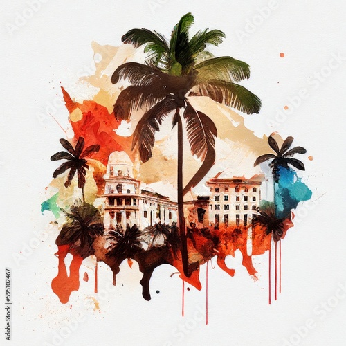Cuba in watercolor style by Generative AI