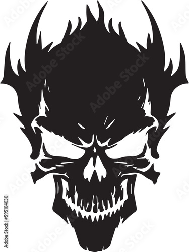 Vector illustration of a scary human skull against a white background.