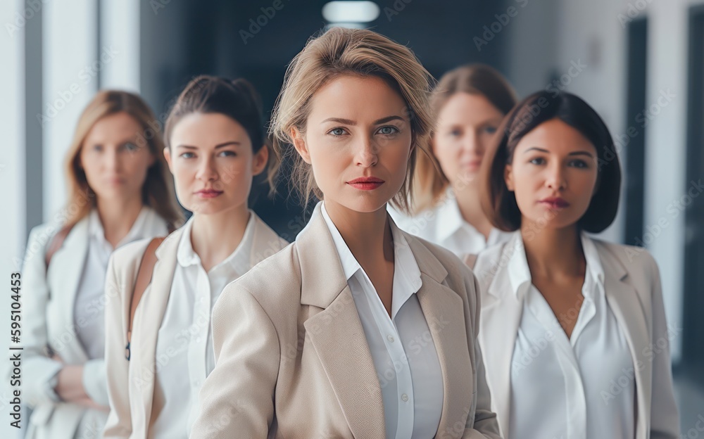 Fototapeta premium Group of confident female executives ,looking at the camera. Generative AI