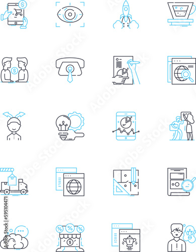 Online writings linear icons set. Blogging  Content  Copywriting  Publishing  Freelancing  Editing  Writing line vector and concept signs. Ghostwriting Journalism Narrative outline illustrations