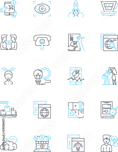Online writings linear icons set. Blogging, Content, Copywriting, Publishing, Freelancing, Editing, Writing line vector and concept signs. Ghostwriting,Journalism,Narrative outline illustrations