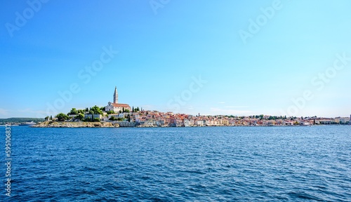 Wallpaper Mural Rovinj. Istra, Croatia. Church of Saint Euphemia. View on peninsula from sea Torontodigital.ca