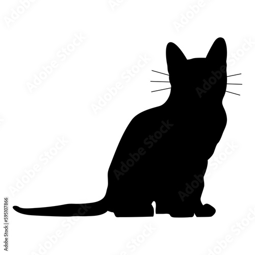  Vector gato pequeño con bigotes sentado sobre fondo blanco