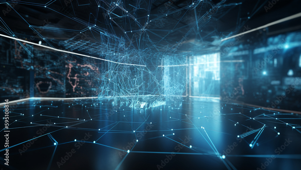 Obraz premium Interconnected AI Cyber Room