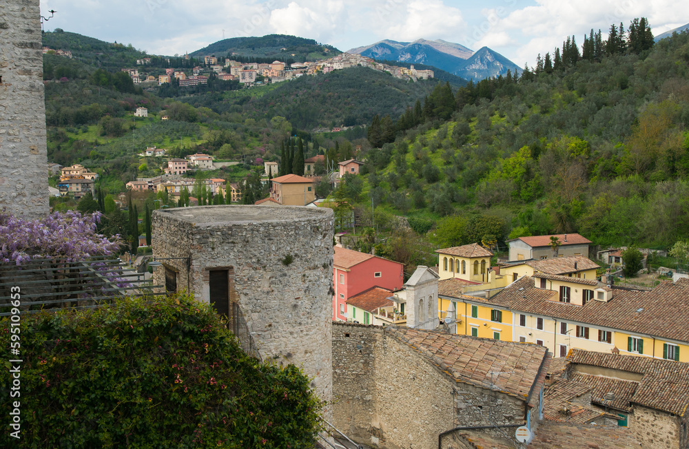 Beautiful panorama from Arrone medieval town in Valnerina Umbria Italy