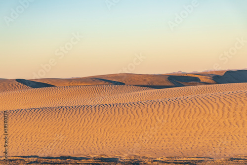 Guerrero Negro, Mulege, Baja California Sur, Mexico. Sand dunes at sunset along the western coast.