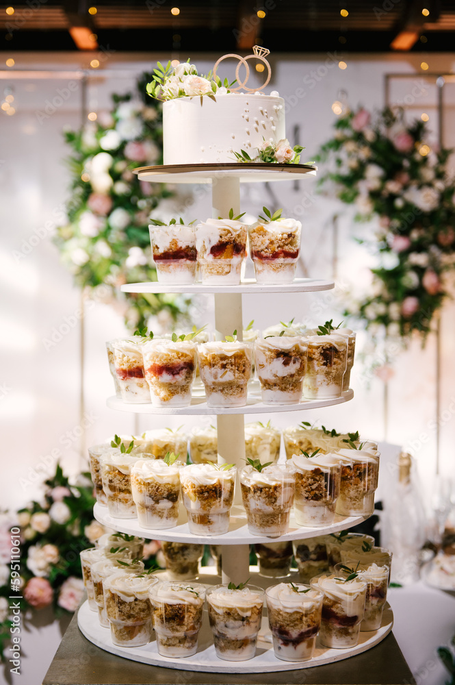 trifles on a stand at a wedding red velvet and chocolate trifles on a stand at a wedding red velvet and chocolate