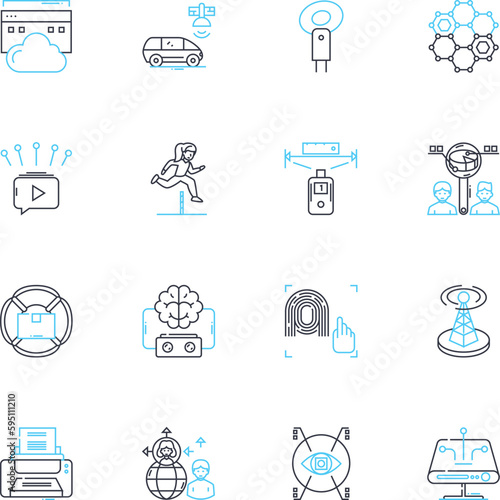 Cultural shift linear icons set. Transformation, Revolution, Evolution, Change, Progression, Innovation, Adaptation line vector and concept signs. Modification,Revolutionize,Diversity outline