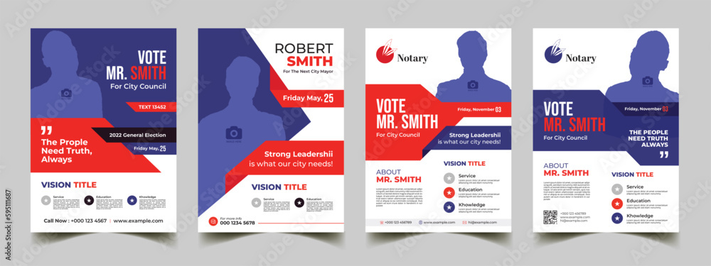 Political vote election campaign flyer & poster template. editable promotion poster, brochure leaflet layout vector.   - obrazy, fototapety, plakaty 