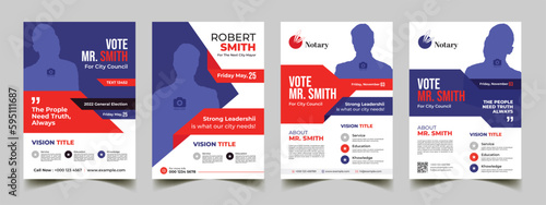 Political vote election campaign flyer & poster template. editable promotion poster, brochure leaflet layout vector.  