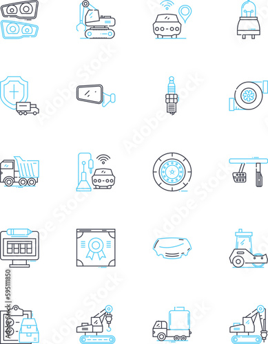 Shipment linear icons set. Delivery, Transport, Logistics, Cargo, Freight, Shipping, Consignment line vector and concept signs. Dispatch,Transit,Package outline illustrations