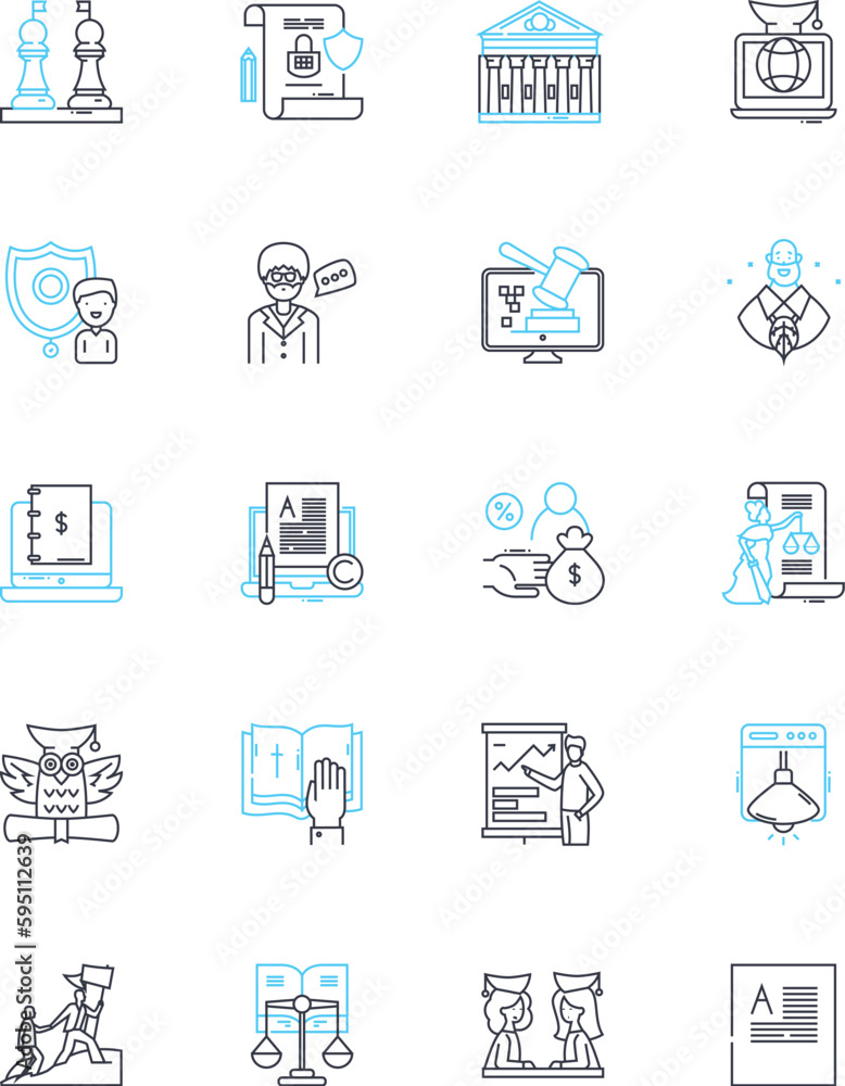 Judical powers linear icons set. Justice, Court, Jury, Verdict, Judgement, Injunction, Appeal line vector and concept signs. Litigation,Prosecution,Defence outline illustrations Judical powers linear icons set. Justice, Court, Jury, Verdict, Judgement, Injunction, Appeal line vector and concept signs. Litigation,Prosecution,Defence outline illustrations