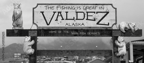 Alaska, Valdez. Marina sign. photo