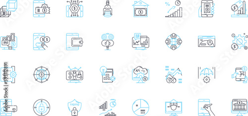 Estate planning linear icons set. Wills, Trusts, Probate, Assets, Inheritance, Executors, Minors line vector and concept signs. Guardianship,Taxation,Power of attorney outline illustrations