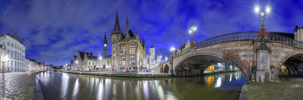 Ghent, Belgium Town Cityscape at Dawn