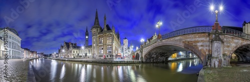 Ghent, Belgium Town Cityscape at Dawn