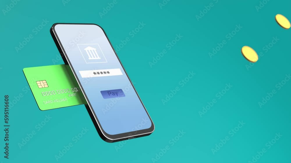 Online shopping. Internet shopping. Phone payment. Animation of payment on the Internet. Money transfer online.