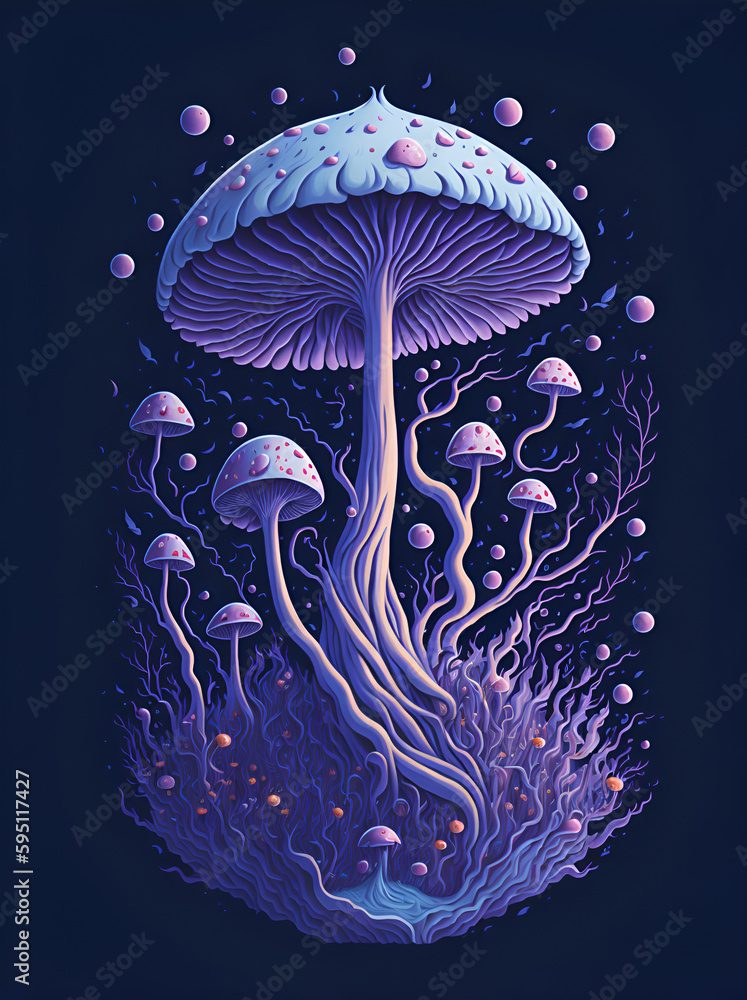 Magic mushrooms. AI generated illustration Magic mushrooms. AI generated illustration