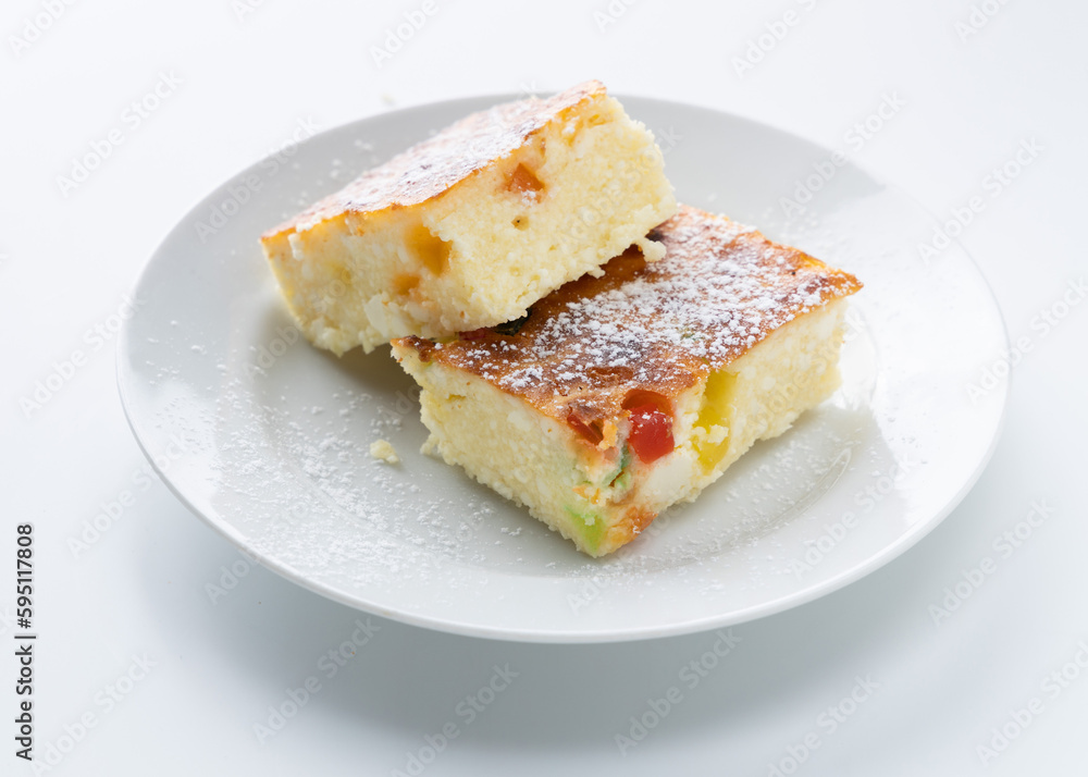 casserole in a plate on a white background casserole in a plate on a white background