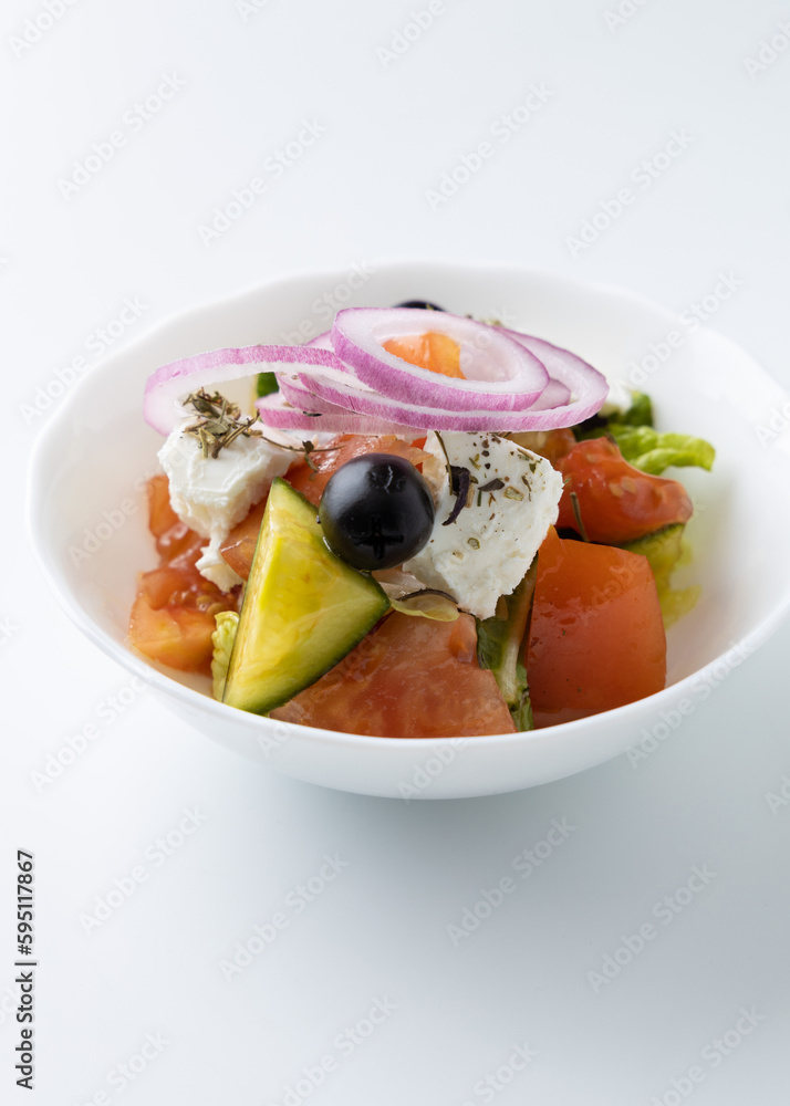 fresh vegetable salad on a white background fresh vegetable salad on a white background