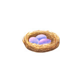 Nest with purple eggs isolated on white background. Watercolor illustration.