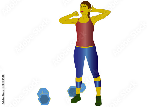 Stand ready to extend the shoulders to train with dumbbells