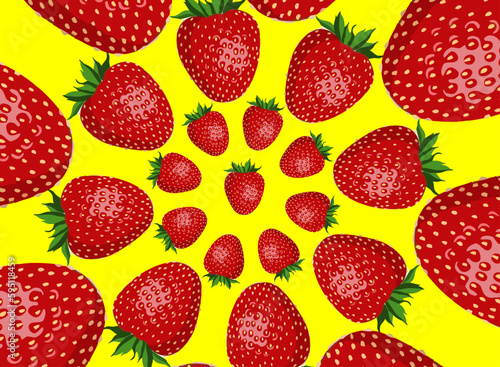 Strawberry pattern, whole red fruit. Fresh organic tropical fruit background. Vegetarian design full of vitamins, creative summer refreshing concept	