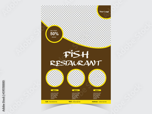 Fast food restaurant menu flyer design marketing web banner template design. Pizza, burger fast food Flyer poster pamphlet brochure cover design layout background with vector template in A4 size
