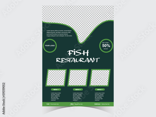 Fast food restaurant menu flyer design marketing web banner template design. Pizza, burger fast food Flyer poster pamphlet brochure cover design layout background with vector template in A4 size
