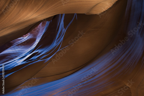 water erosion patterns on sandstone rock Antelope slot canyon in Arizona