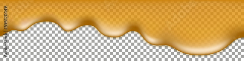 Honey drip flow.. Oil, honey,caramel, maple syrup or sauce splash wave, Liquid texture, isolated on transparent background. Vector illustration