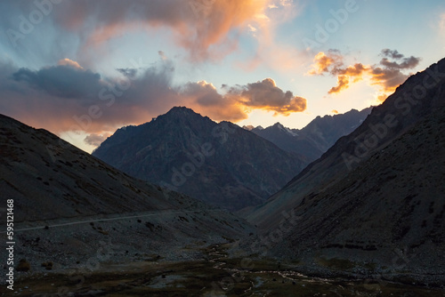 Shandur Pass at sunset located in Ghizer, District of Gilgit Baltistan, Pakistan called 'Roof of the World'