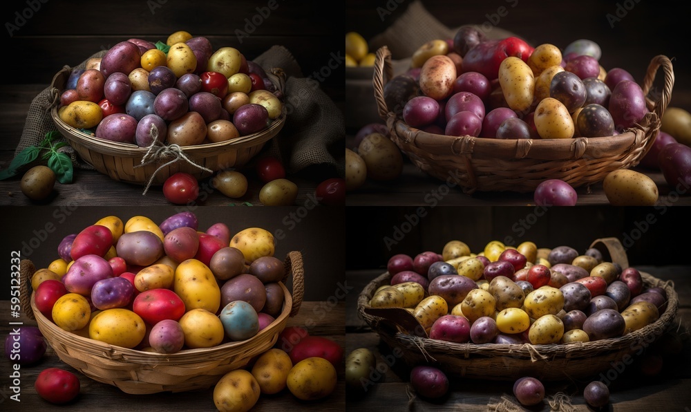  a bunch of baskets filled with lots of different colored eggs.  generative ai