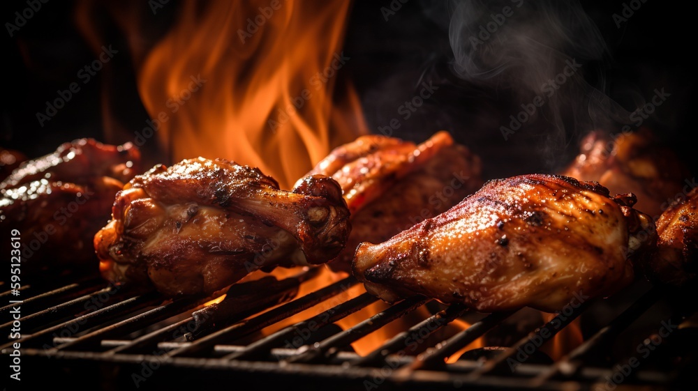 Smoky BBQ Chicken Wings on a Grill Smoky BBQ Chicken Wings on a Grill