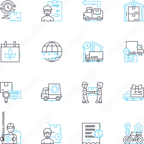 Rapid dispatch linear icons set. Swift, Expedient, Prompt, Agile, Efficient, Quick, Speedy line vector and concept signs. Rapid,Fast,Snappy outline illustrations