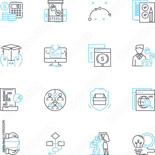 Electronic texts linear icons set. Digital, E-book, Cybertext, Hypertext, Kindle, Nook, Tablet line vector and concept signs. PDF,eBook reader,E-reader outline illustrations