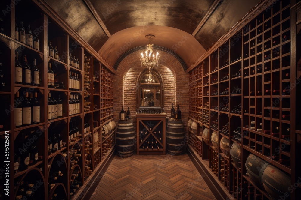 Private Wine Cellar for Indulge in the beauty of wine culture with wine tastings of the finest and most luxurious vintages, capturing the essence of sophisticated living. Generative AI