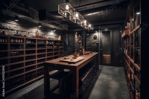 Private Wine Cellar for Indulge in the beauty of wine culture with wine tastings of the finest and most luxurious vintages, capturing the essence of sophisticated living. Generative AI