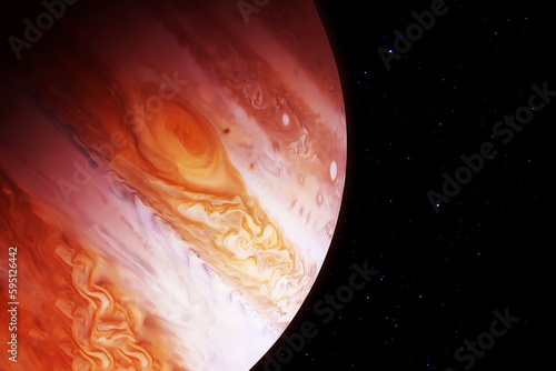 Fototapeta Naklejka Na Ścianę i Meble -  The planet Jupiter on a dark background. Elements of this image furnished NASA.