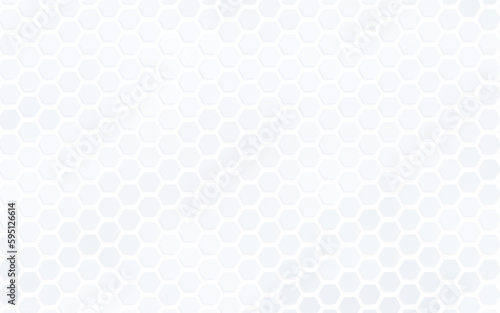 Light gray hexagon grid pattern on white. Technology, connection and data concept. High resolution full frame abstract and modern background with copy space.