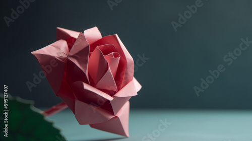 Origami Rote Rose Generative AI