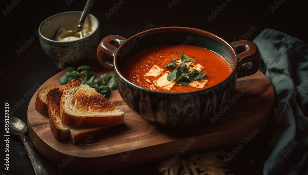 Freshly cooked pumpkin soup, ready to eat generated by AI Freshly cooked pumpkin soup, ready to eat generated by AI