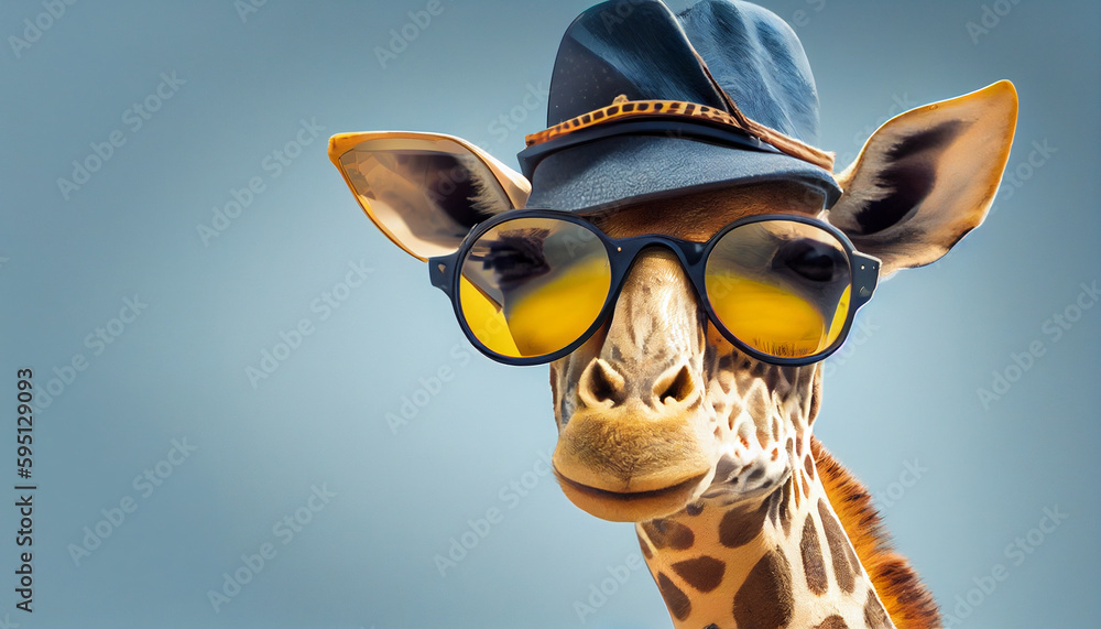 Giraffe with glasses. AI Generative
