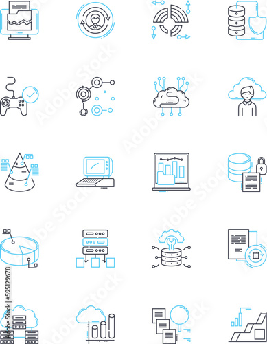 User management linear icons set. Authentication, Authorization, Roles, Permissions, Access, Accounts, Groups line vector and concept signs. Identity,Security,Registration outline illustrations