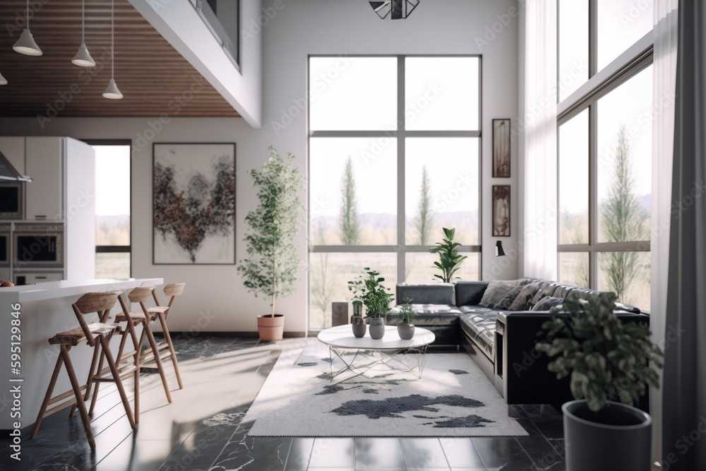 An interior design for a house that is modern and very stylish, white ...